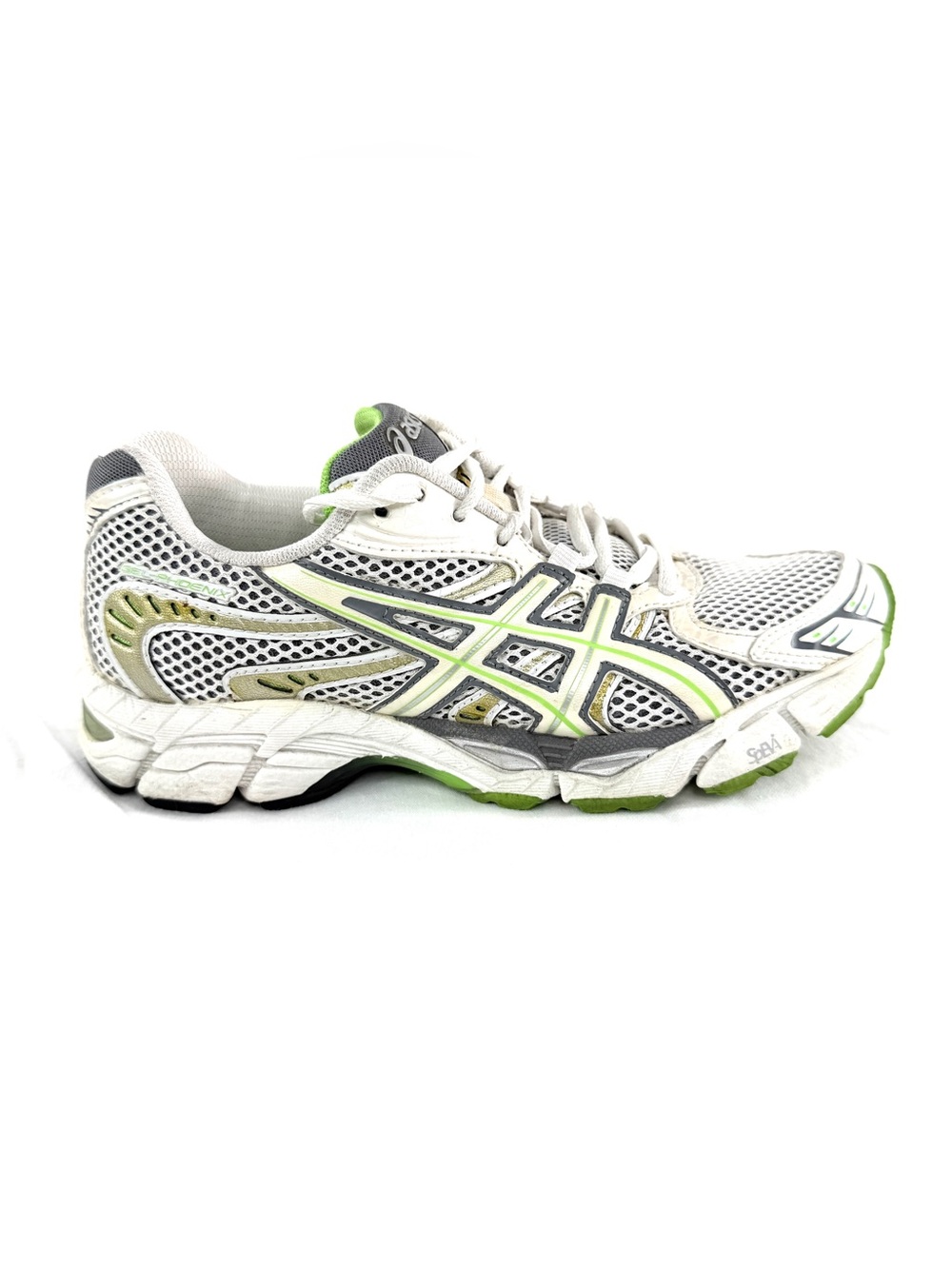 Asics Gel Duomax Women Size 6 White Yellow Green Running Shoe T167N